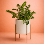 Whirlpool Large White Round Planter Pot with Metal Stands